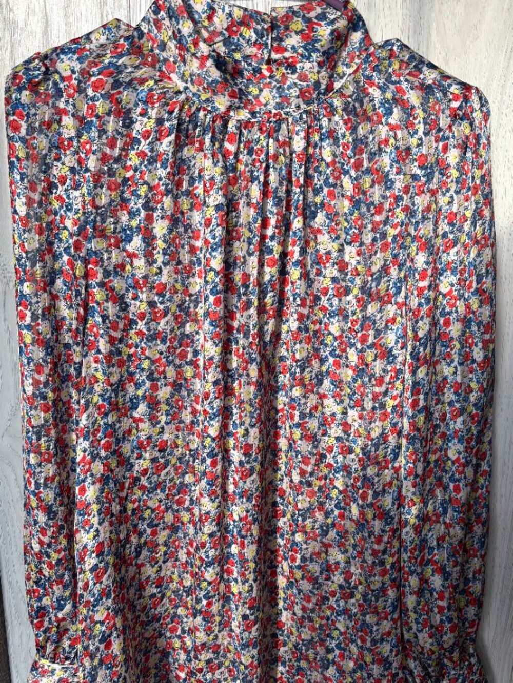 H&M Mock-Neck Floral Ditsy Print Blouse